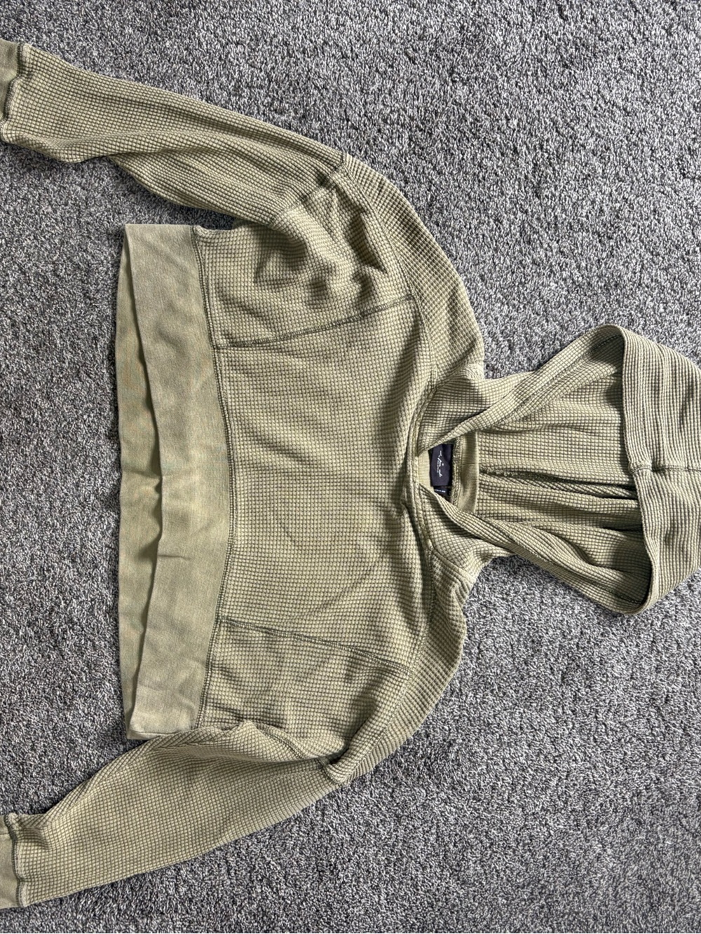 Urban Outfitters Olive Green Waffle Knit Crop Hoodie